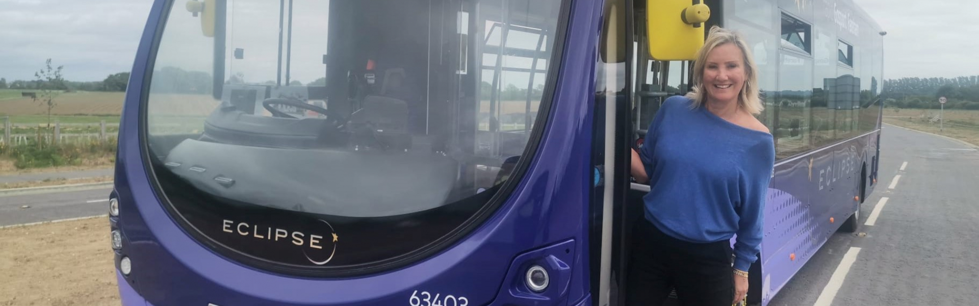 Caroline on an Eclipse Bus